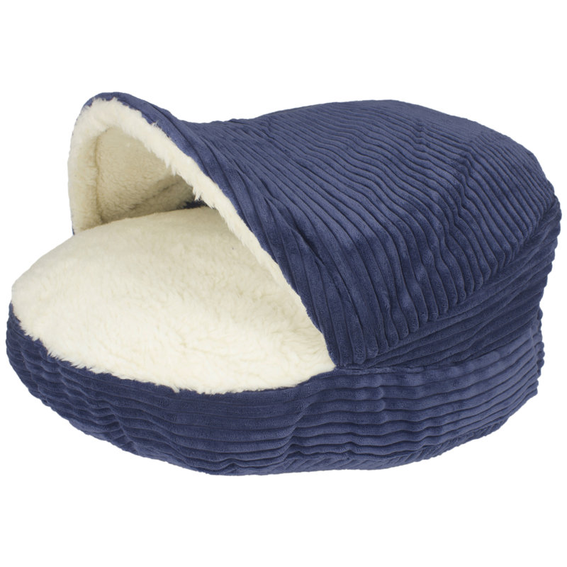 Tucker Murphy Pet™ Burton Corduroy Sherpa Lined Cave Hooded Dog Bed